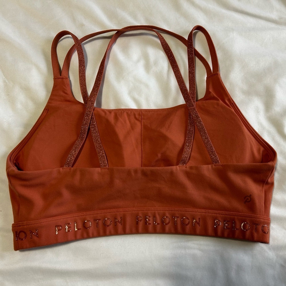 Peloton Rust Sports Bra with Sparkly Strappy Design - Picture 2 of 4